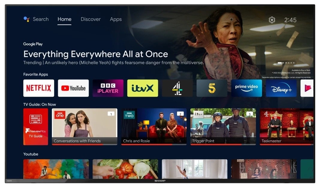 Sharp 55FL1K 55" 4K UHD Roku LED Smart TV Freeview Play (Missing Stand) B+