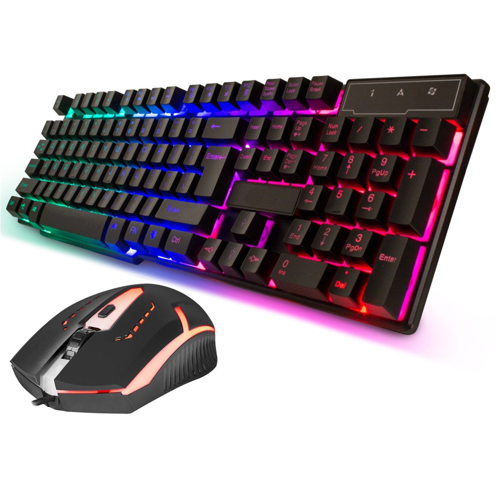 UK Gaming Keyboard And Mouse Set RGB LED USB Wired For PC Laptop Xbox One PS4/5