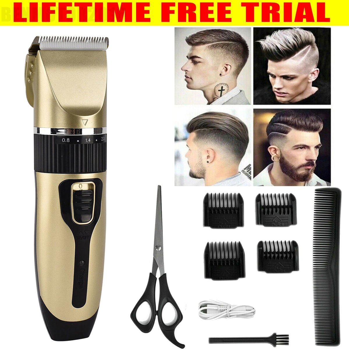 Professional Electric Mens Hair Clippers Shaver Trimmers Cordless Beard Machine