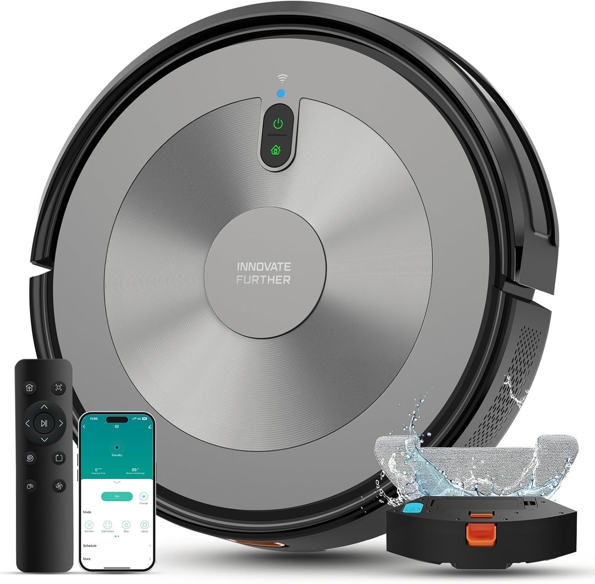 Robot Vacuum Cleaner S2 Max 5000Pa Smart Mapping Self Charging Mop & Vacuum 2in1