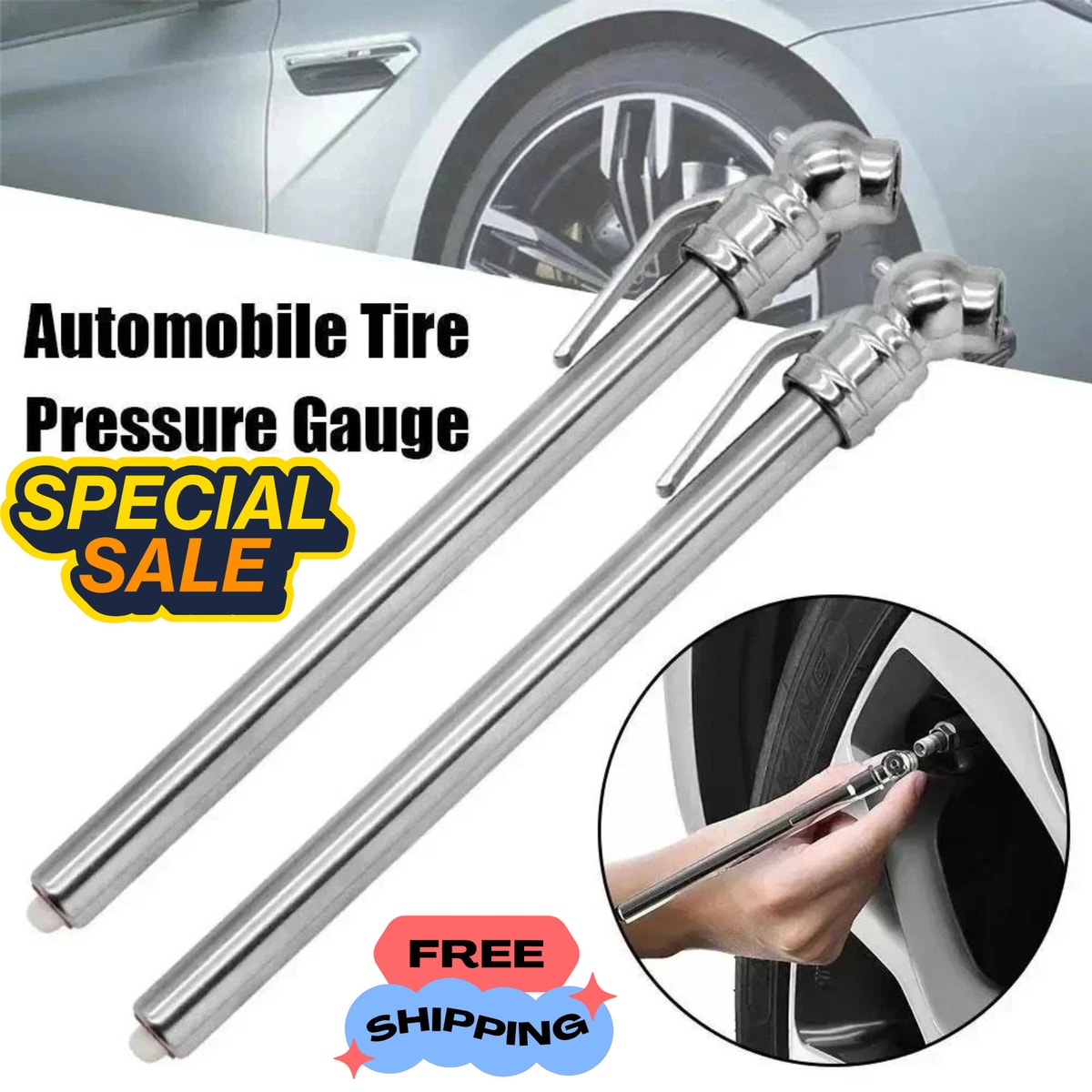 Tyre Pressure Gauge 5-50psi Tester Measurement Tool Garage UK