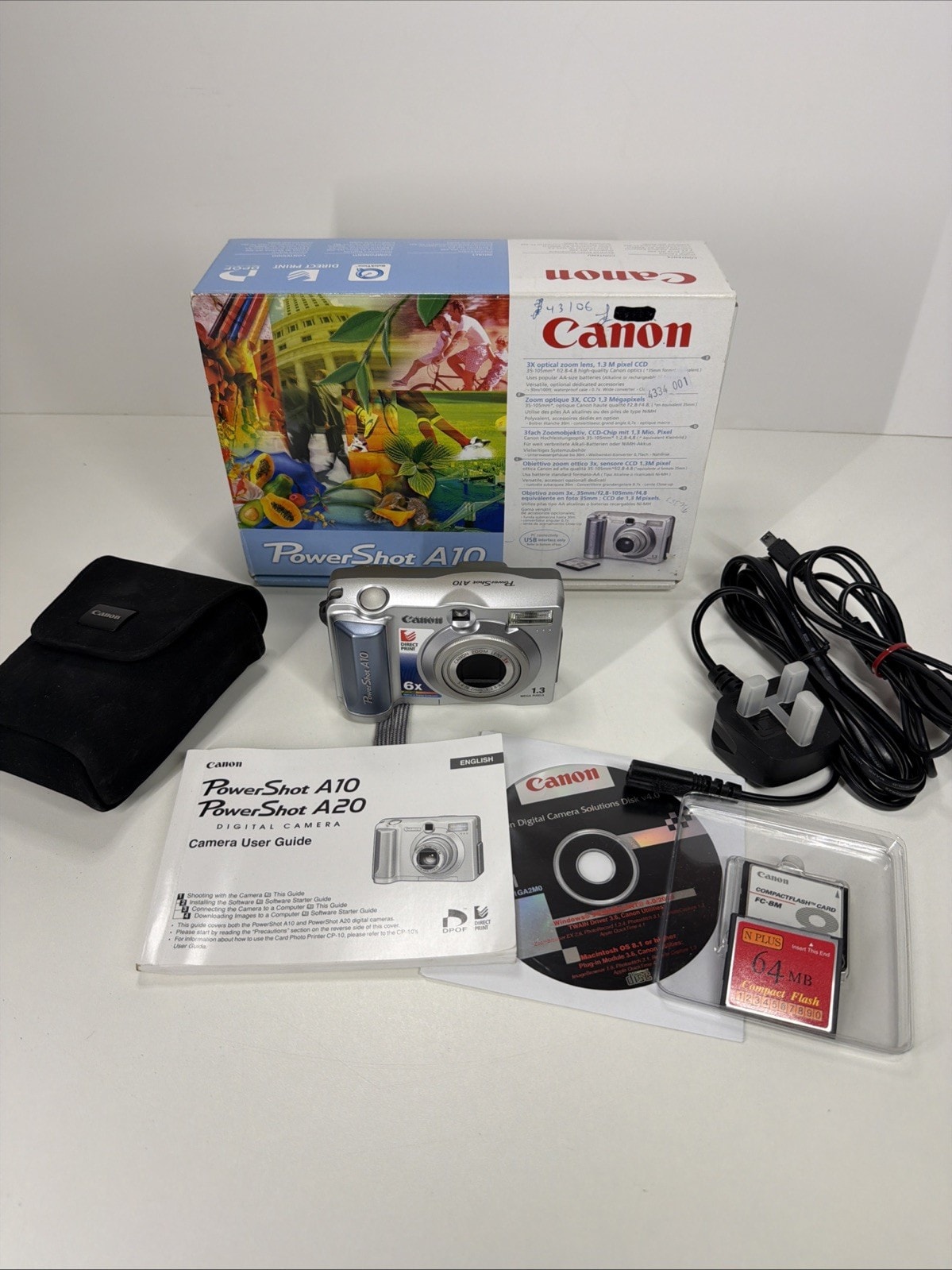 Canon PowerShot A10 1.3MP Digital Camera Silver Vintage Student Boxed In VGC!
