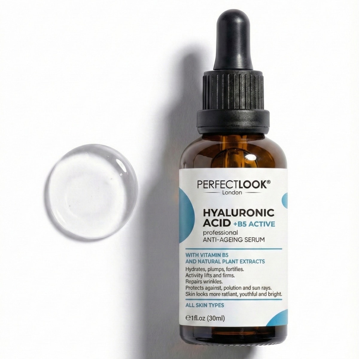 Hyaluronic Acid Serum 5% for Face with Vitamin B5 97.6% Natural Ingredients 30ml