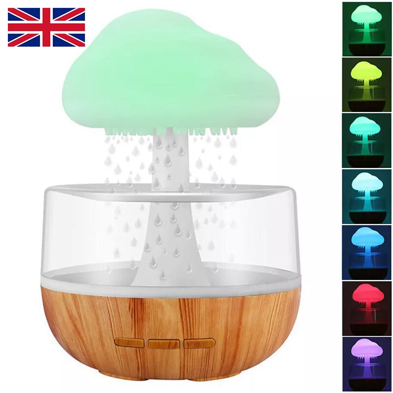 Rain Cloud Air Humidifier 7 Color Night Light Mini Aroma Diffuser Drops Sounds Q