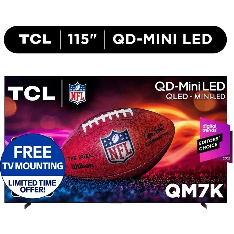 TCL 115" Q Series 4K UHD HDR QD-Mini LED Smart TV with Google TV – 115QM7K