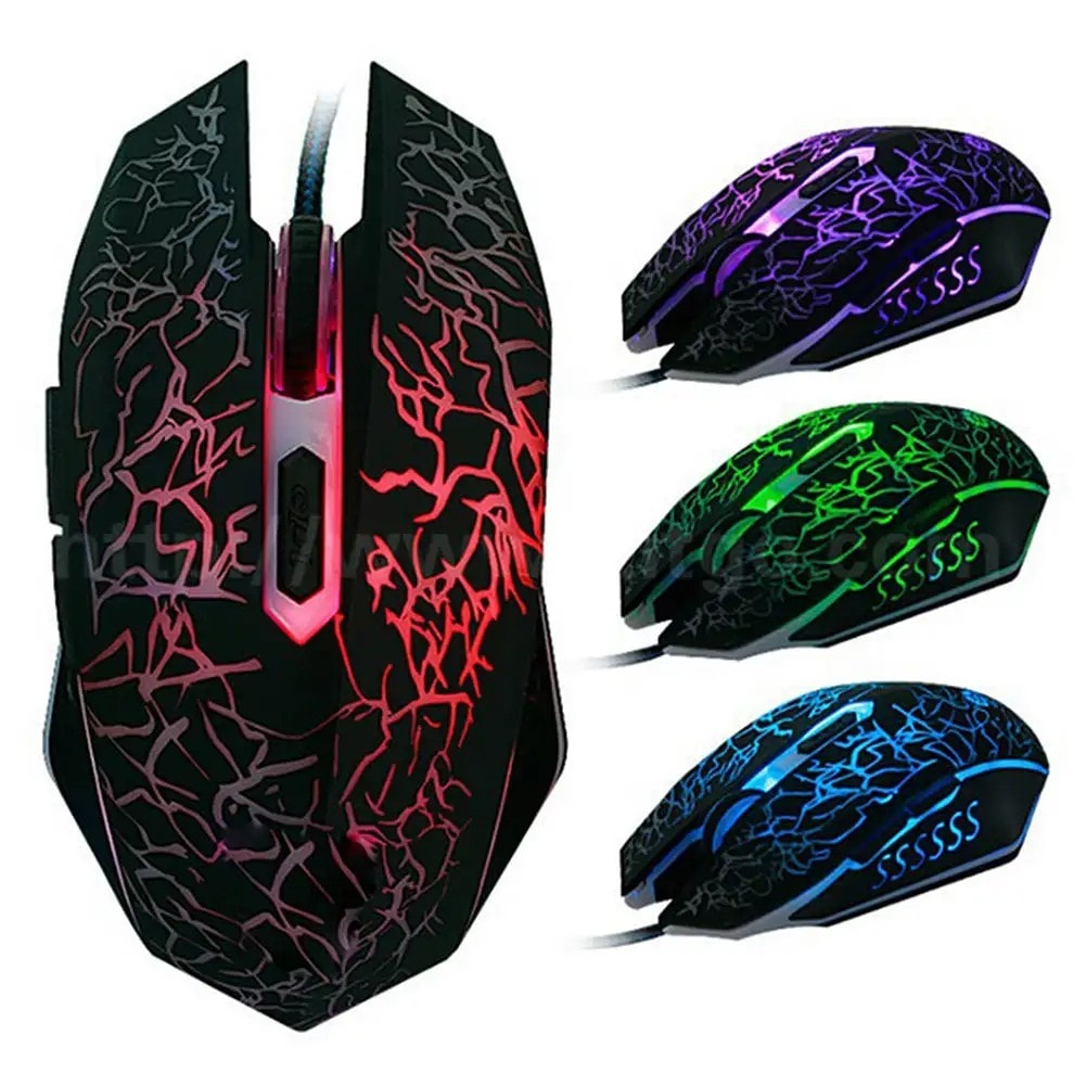 RGB LED Gaming Mouse Optical USB Wired for Desktop PC Laptop 2400 DPI UK