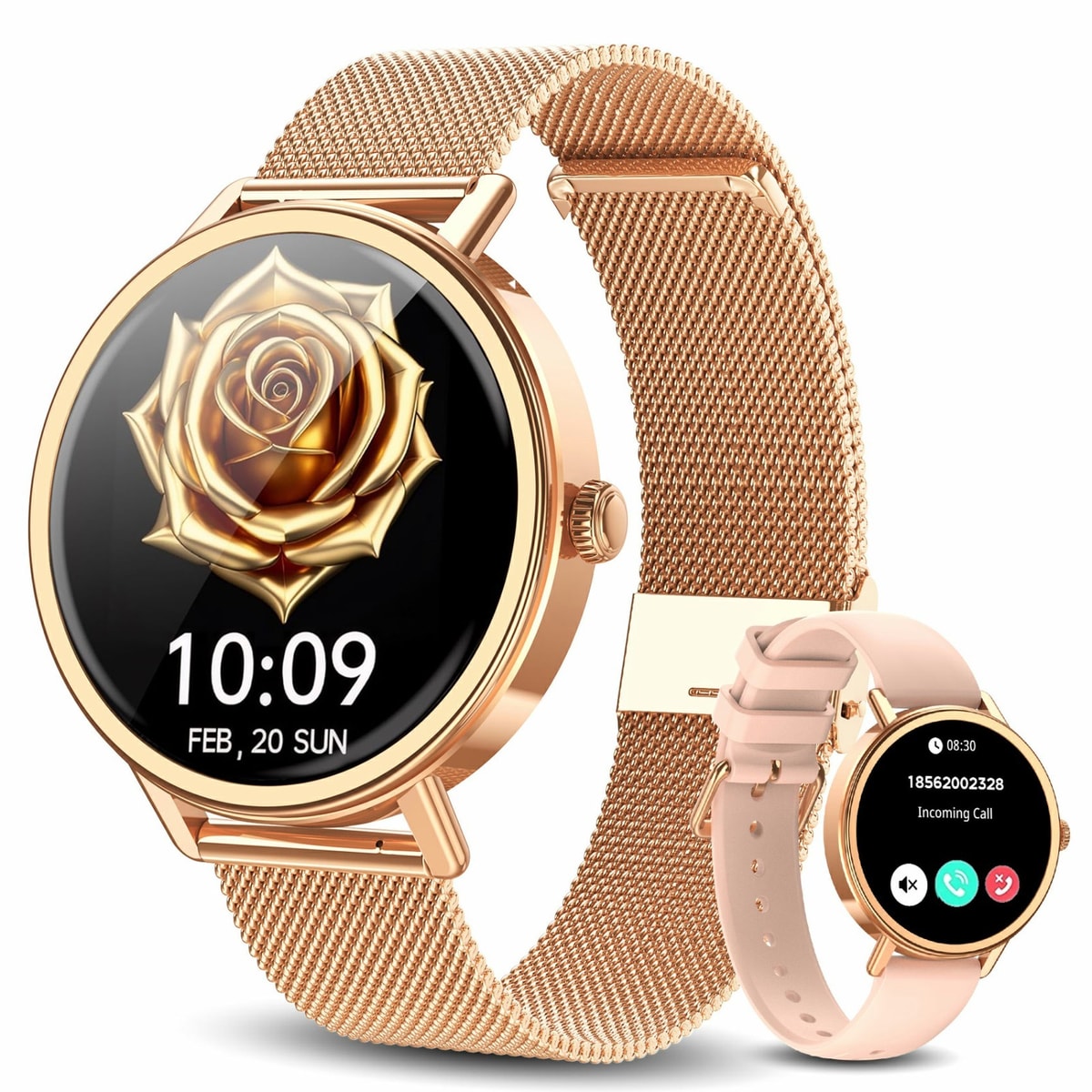 Smart Watches Women Rose Gold Smartwatch Lady Fitness Tracker For Android iOS UK
