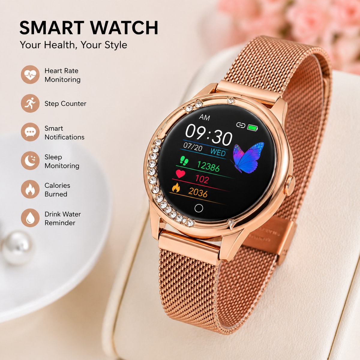 Smart Watch GPS Tracker AMOLED Bluetooth Call fitness for Women Waterproof UK