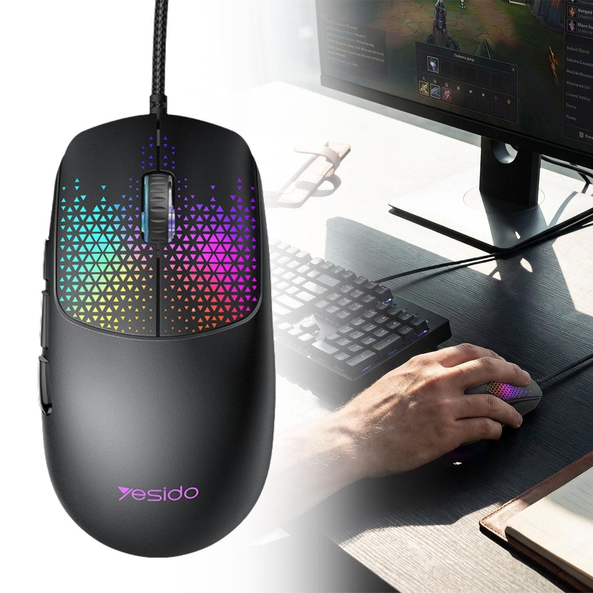 Gaming Mouse Wired 7200 DPI 6 Programmable Buttons Optical Sensor PC Laptop