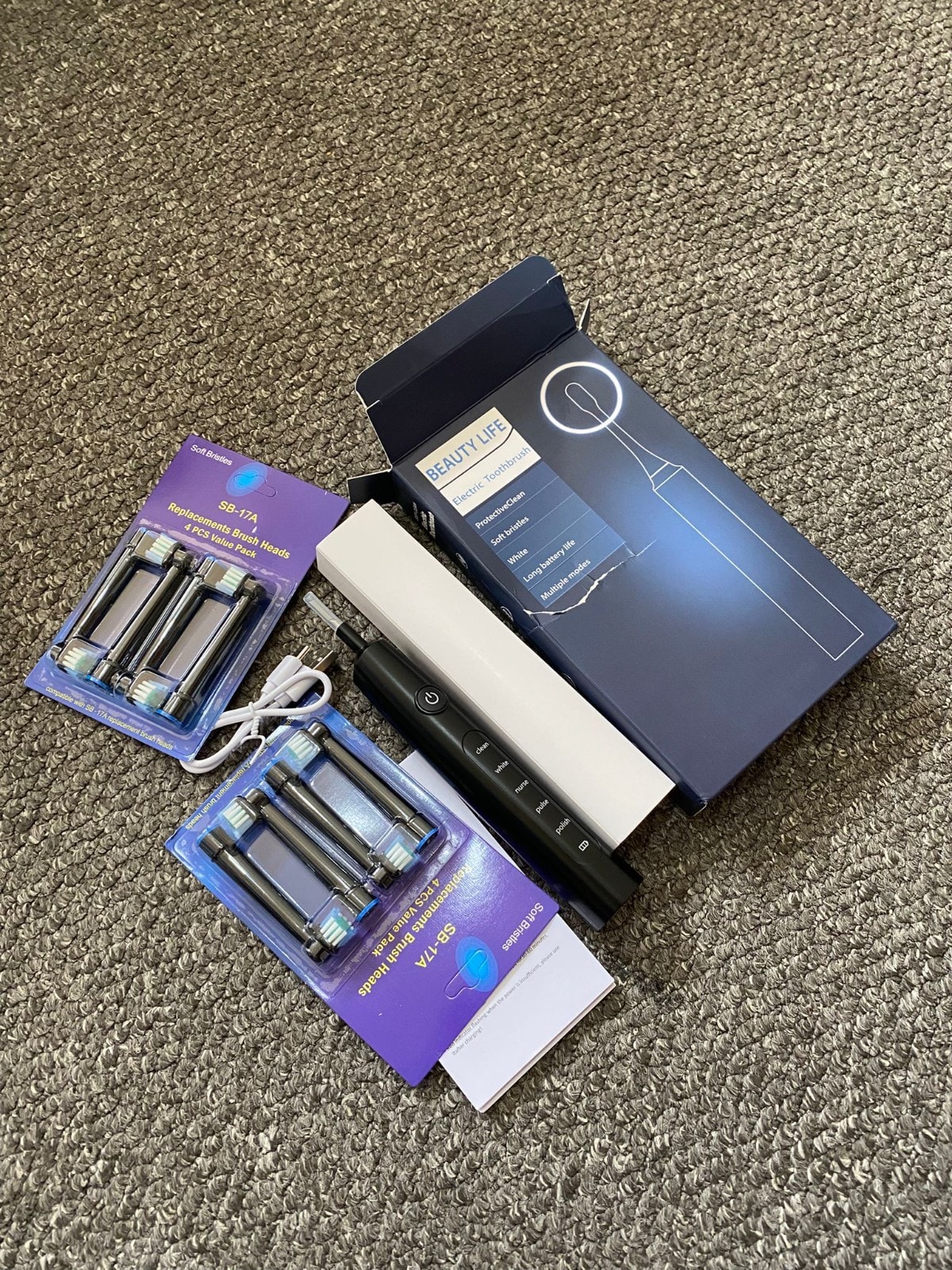 Electric Toothbrush Set – Rechargeable 8 Brush Heads USB Charging Travel Friendy