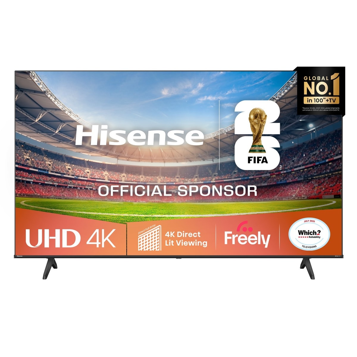 Hisense 55" Smart 4K Ultra HD LED TV A6QTUK HDR Dolby Vision Freeview Play WiFi