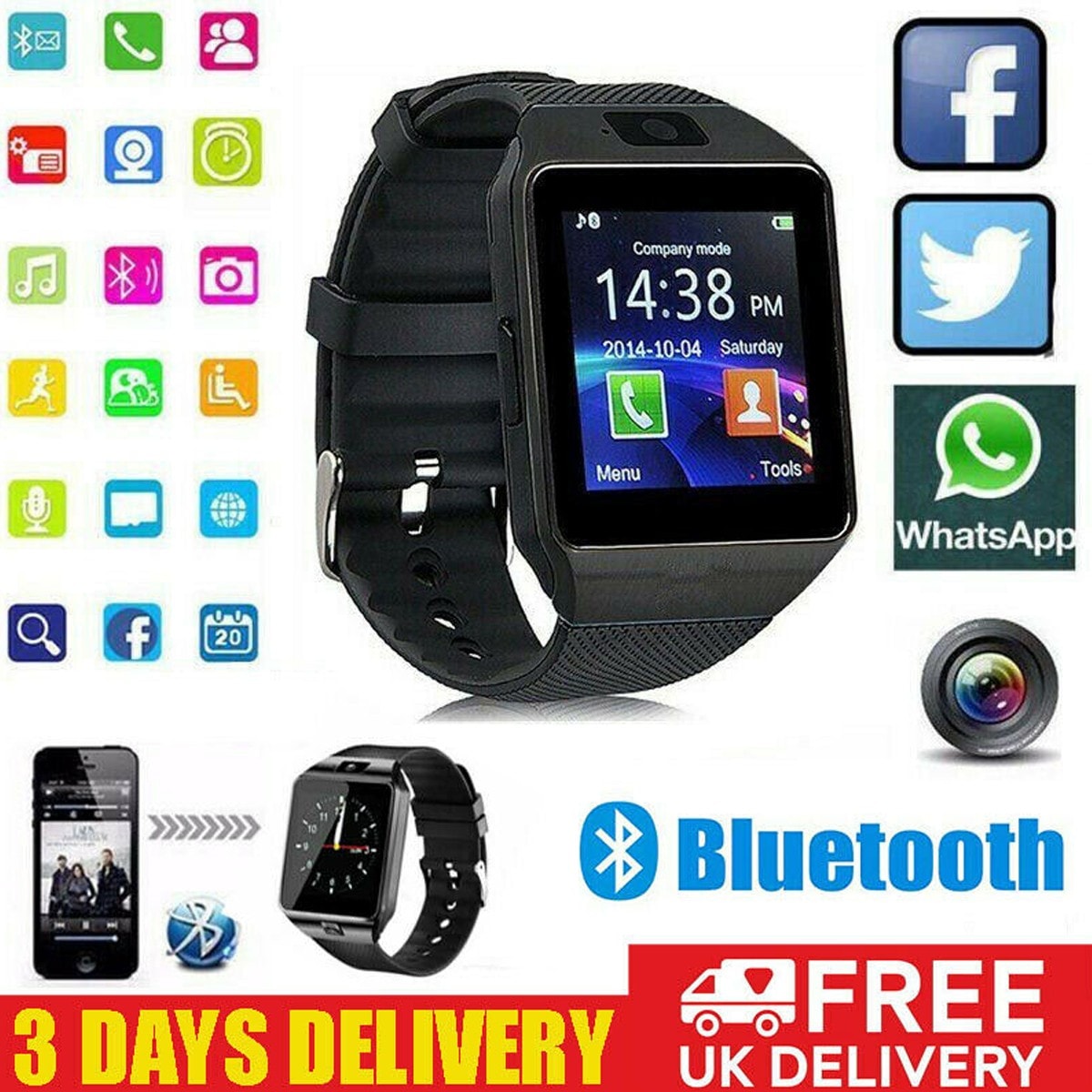 Kids Smart Watch GSM Call GPS Tracker Alarm Bluetooth Music Monitor Pedometer