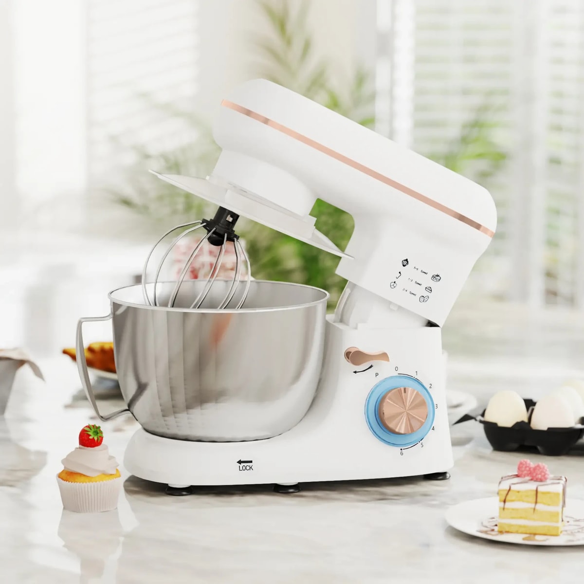 1300W Electric Kitchen Stand Mixer 4.5L Food Mixer Unit Dough Hook Whisk Beater