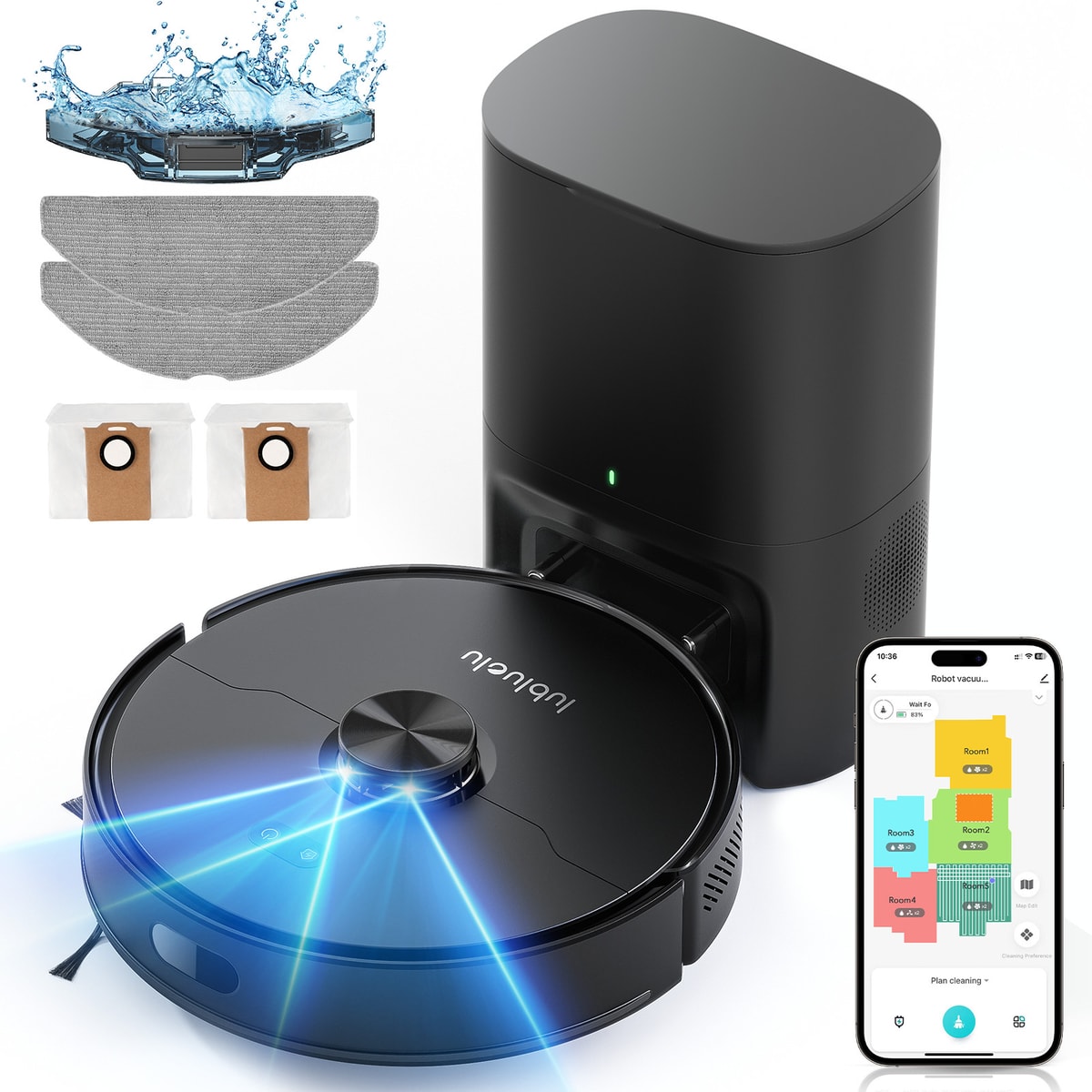 Lubluelu L15 MAX Laser Robot Vacuum Cleaner with Mop & 3L Self-Empty Station NEW