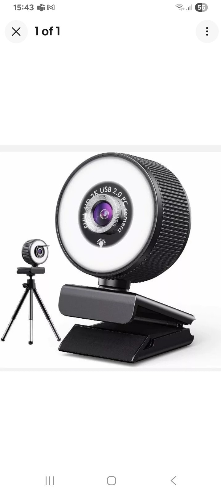 2KHD Webcam with mount and Tripod, camera, Mic and light all in one.