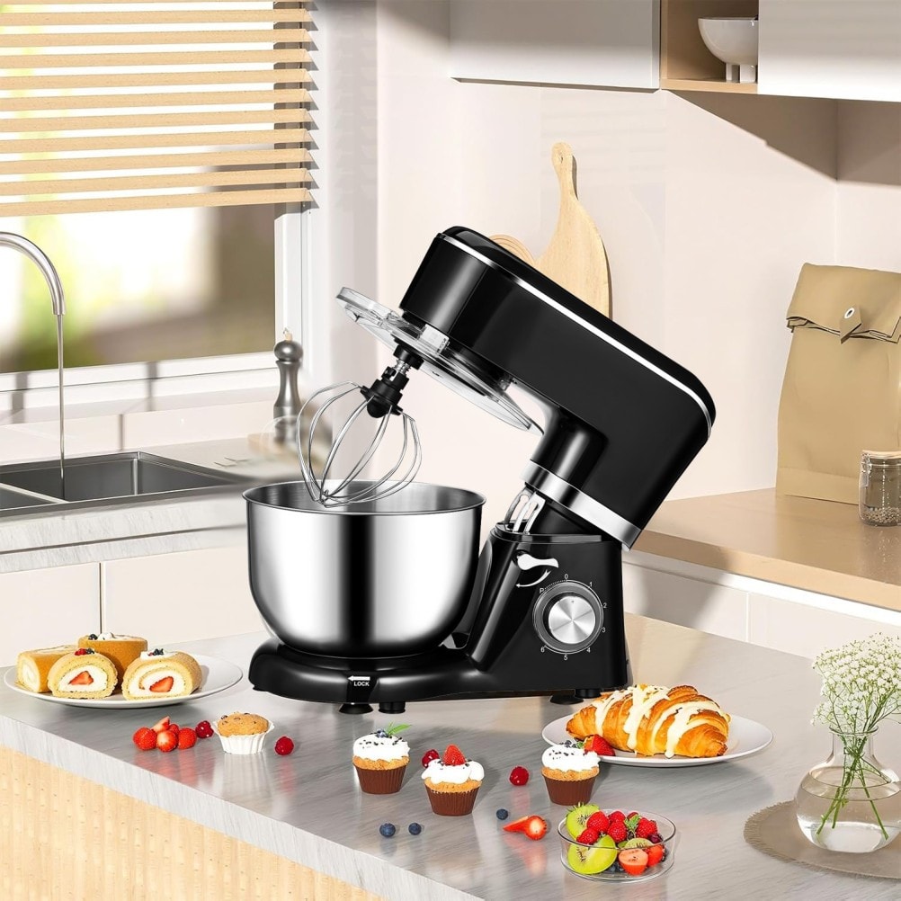 1500W 5.5L Cake Mixer Electric Kitchen Food Mixer with tainless Steel Bowl Black