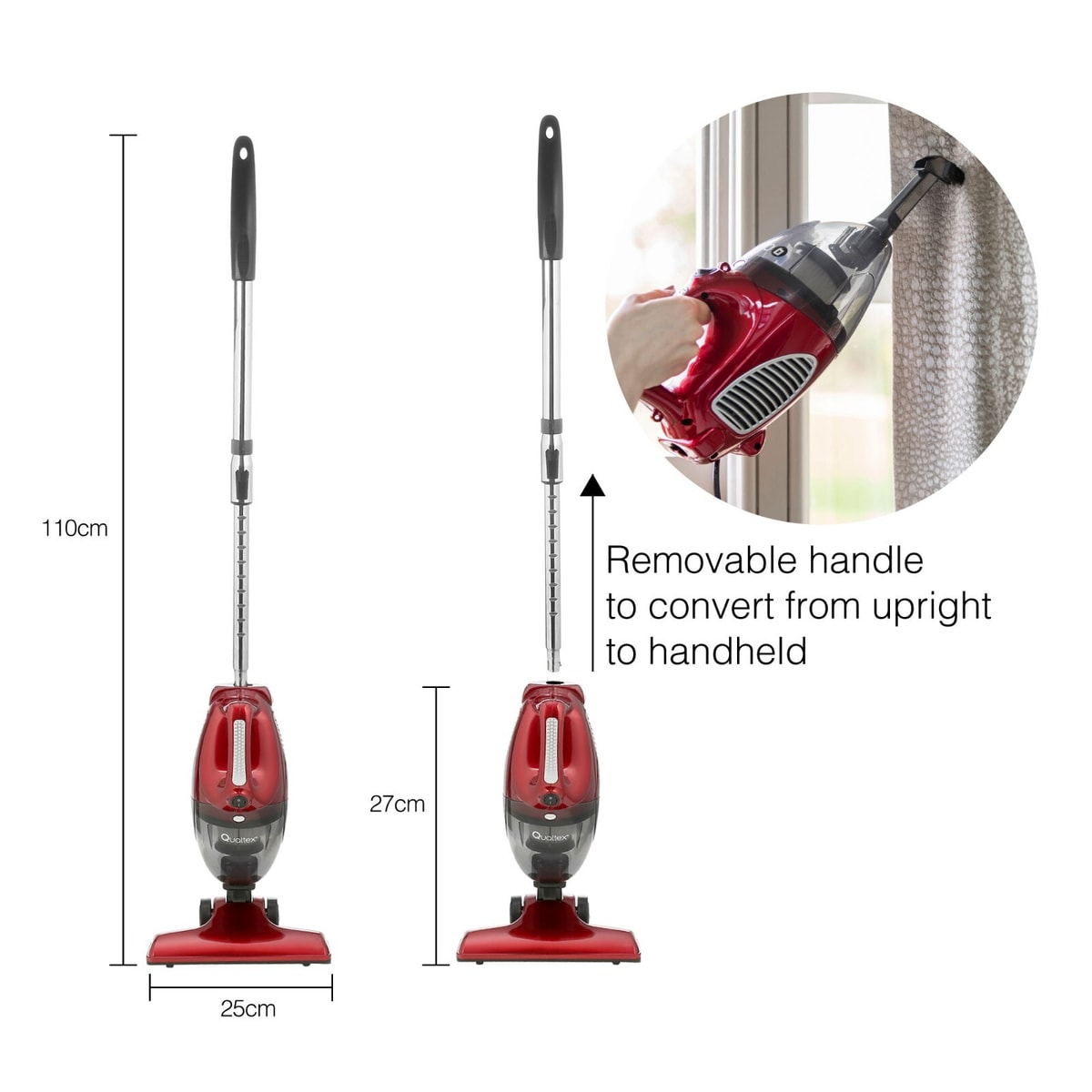 2 in 1 Upright & HandHeld Bagless Compact Lightweight 800w Vacuum Cleaner Hoover