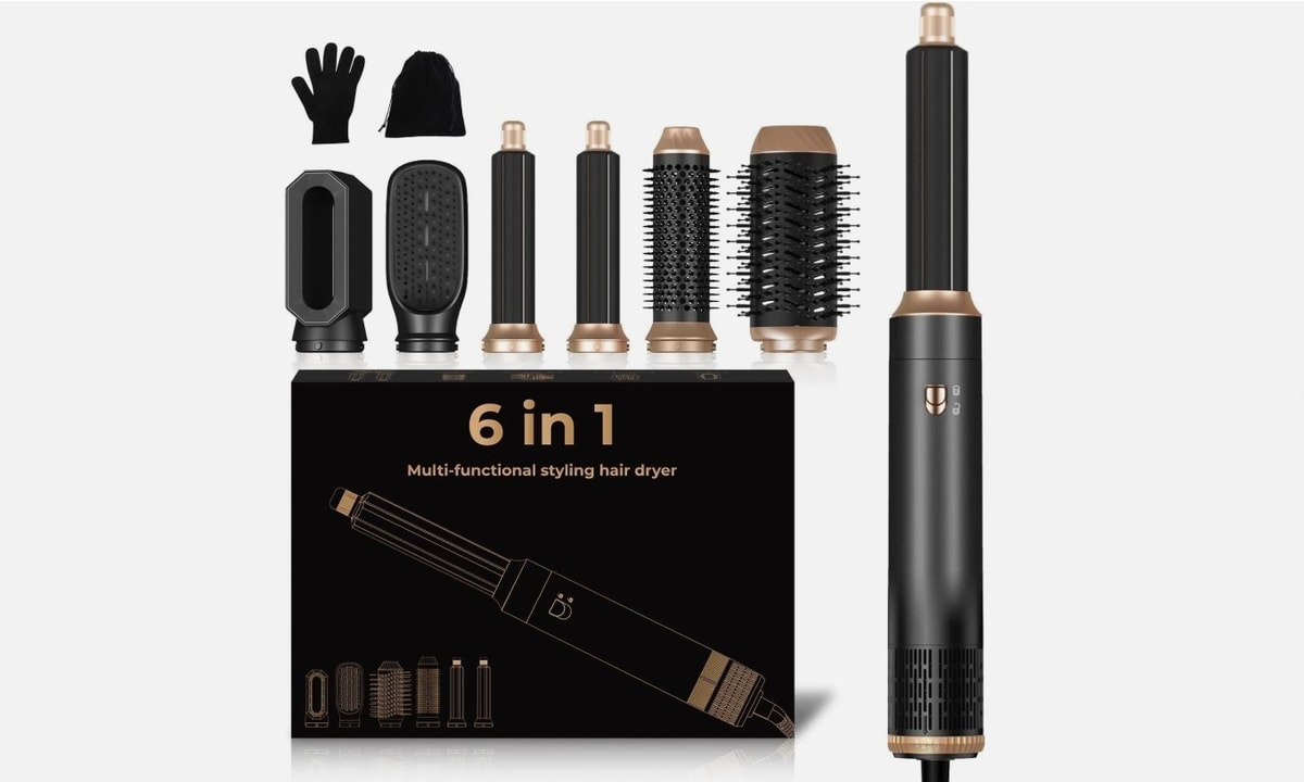 Airbrush Hair Styler 6 in 1, 1000w Hair Dryer Brush wiht Air Curler, Multi Air