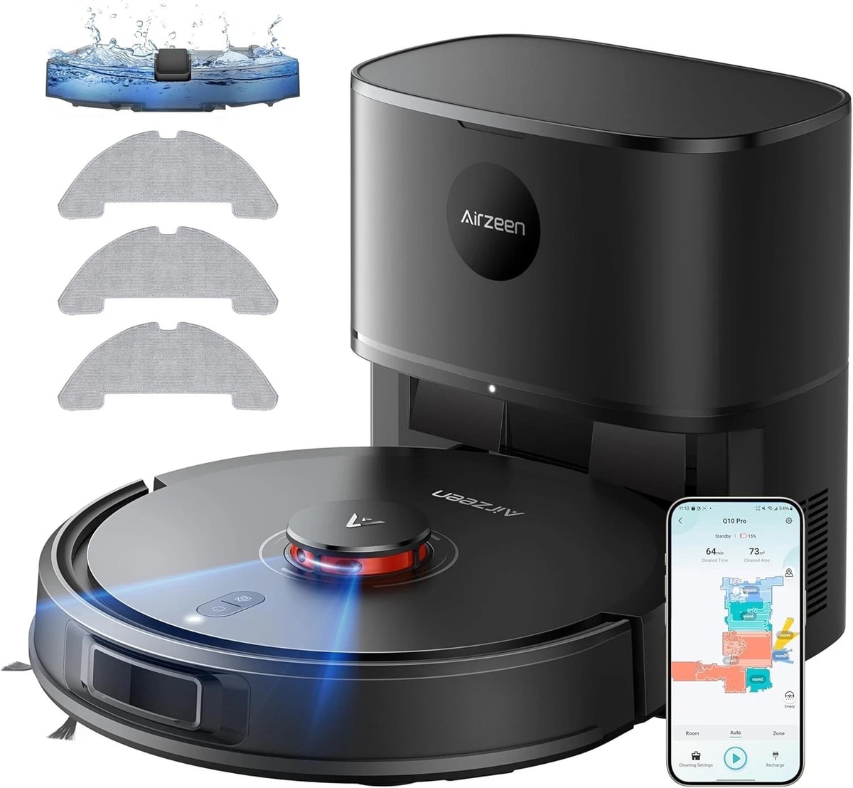 Airzeen Robot Vacuum Cleaner Mop 5000Pa Laser Navigation Self-Q10 Pro RRp £230