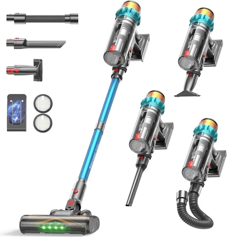 ElecKeys Cordless Vacuum Cleaner 600W 50KPa 70Mins Pet Hair Stick Hoover