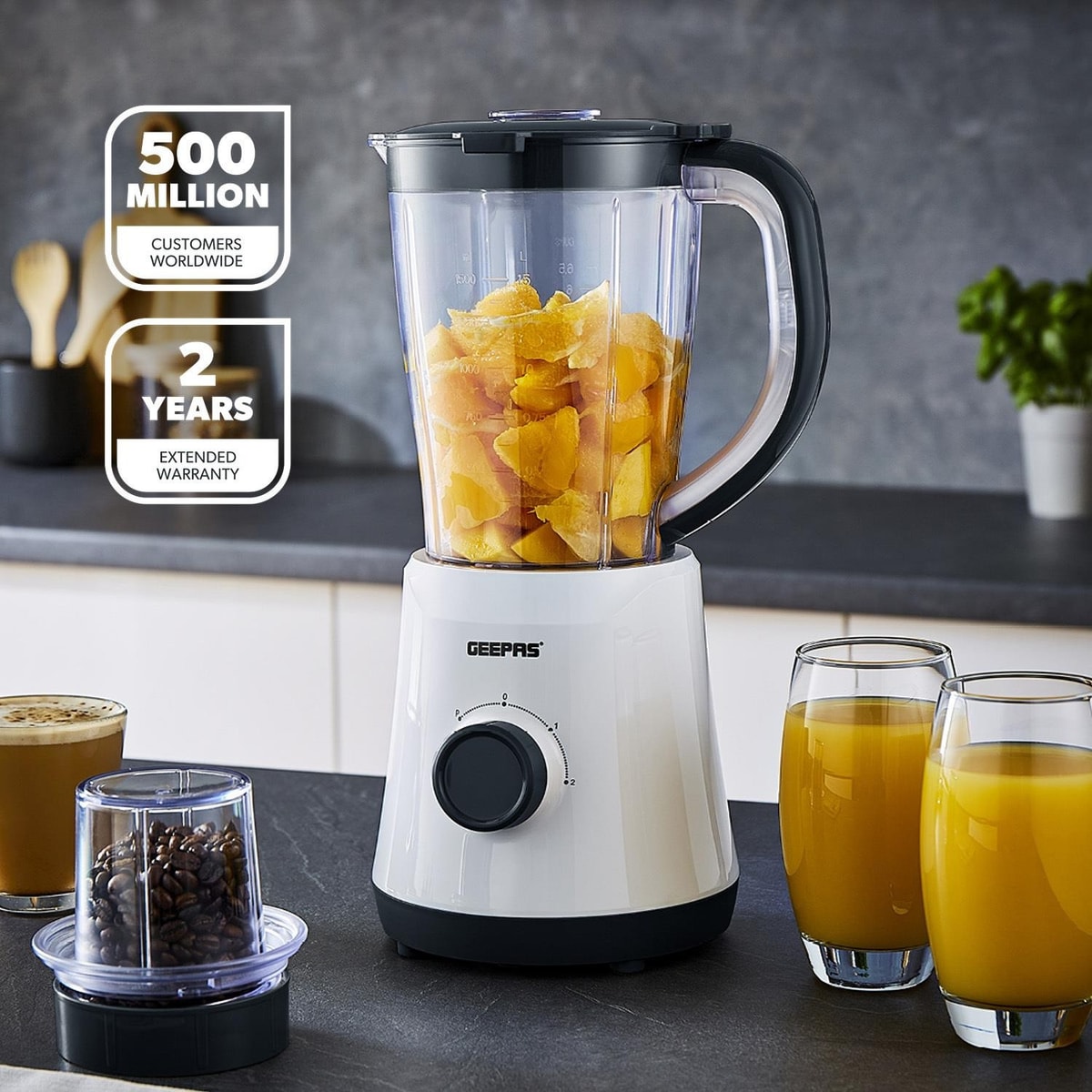 GEEPAS Blender Smoothie Maker Ice Crusher Mixer Table Top Blenders Juicer Black