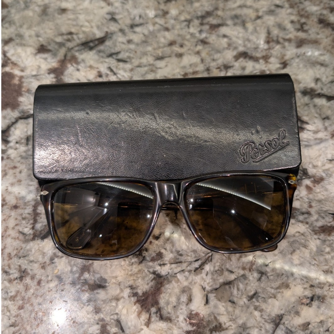 Persol Polarised Hand Made Rectangle Sunglasses Tortoise Shell Brown 3026-S
