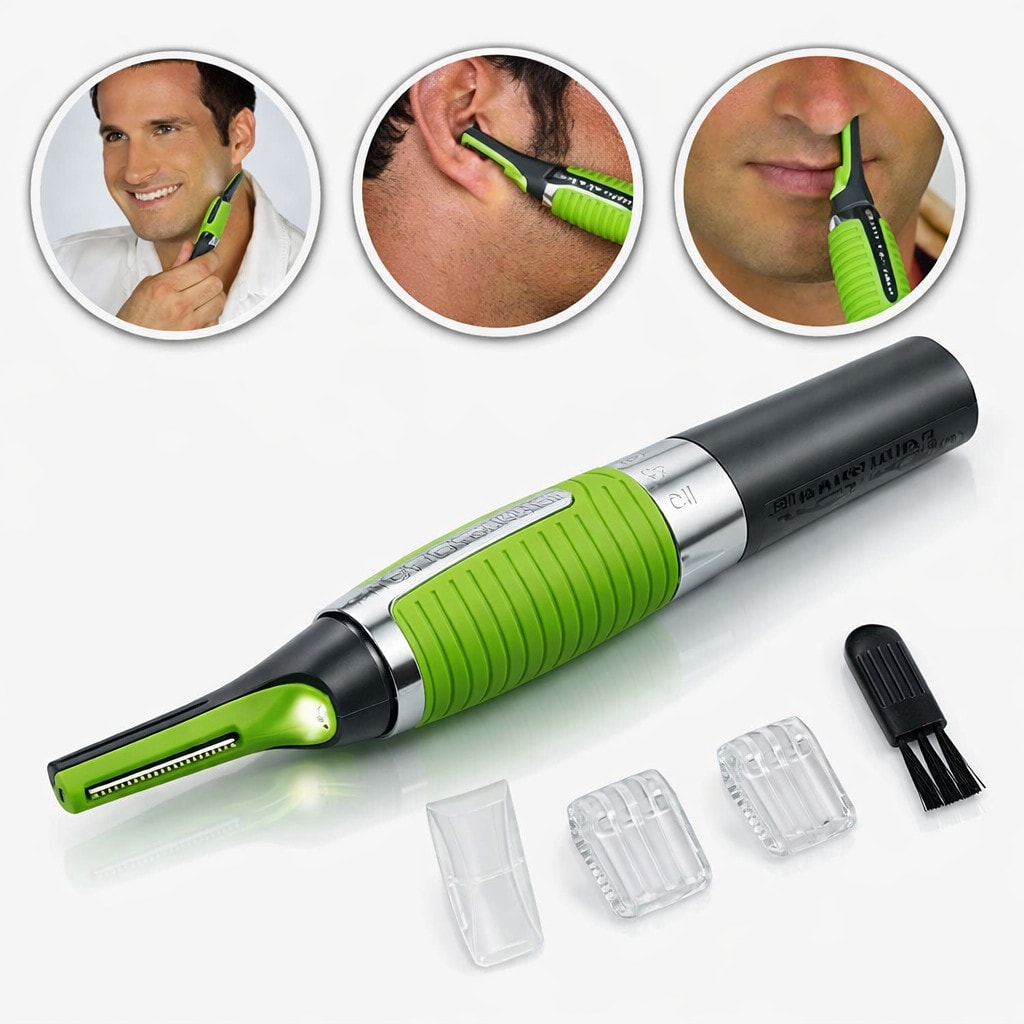 Precision Facial Hair Trimmer Nose Ear Eyebrow Beard Detail Groomer LED Portable
