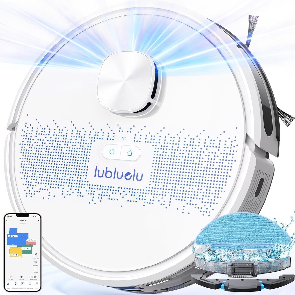 Lubluelu Robot Vacuum Cleaner with Mop Lidar 4000Pa App Self-Charge White SL60D