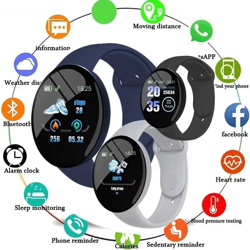D18 Smartwatch Circular Color Screen Multiple Sports Modes Call Information Remi