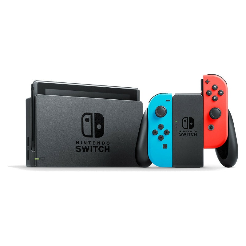 Nintendo Switch V2 (2019) - 32GB - Neon Blue/Neon Red Controllers - Good