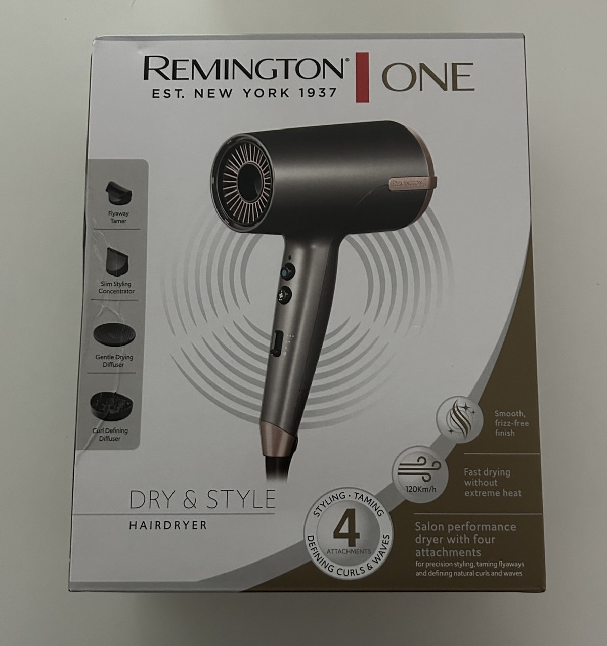 Remington ONE Dry & Style Hairdryer 4 Attachments 120kmh Frizz Free Finish