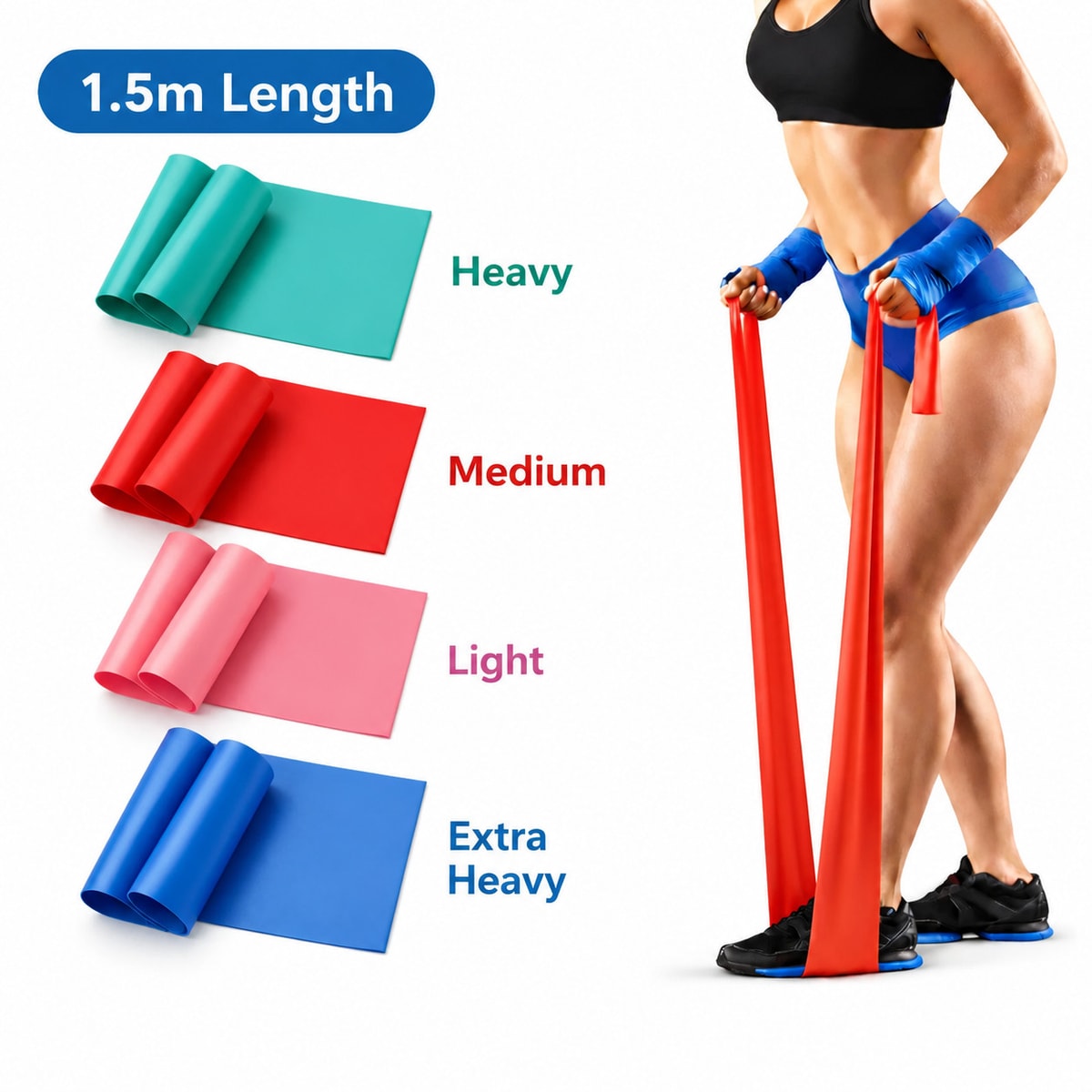 Theraband Resistance Bands Exercise Pilates Yoga Latex Strength 1.5m long UK ✅