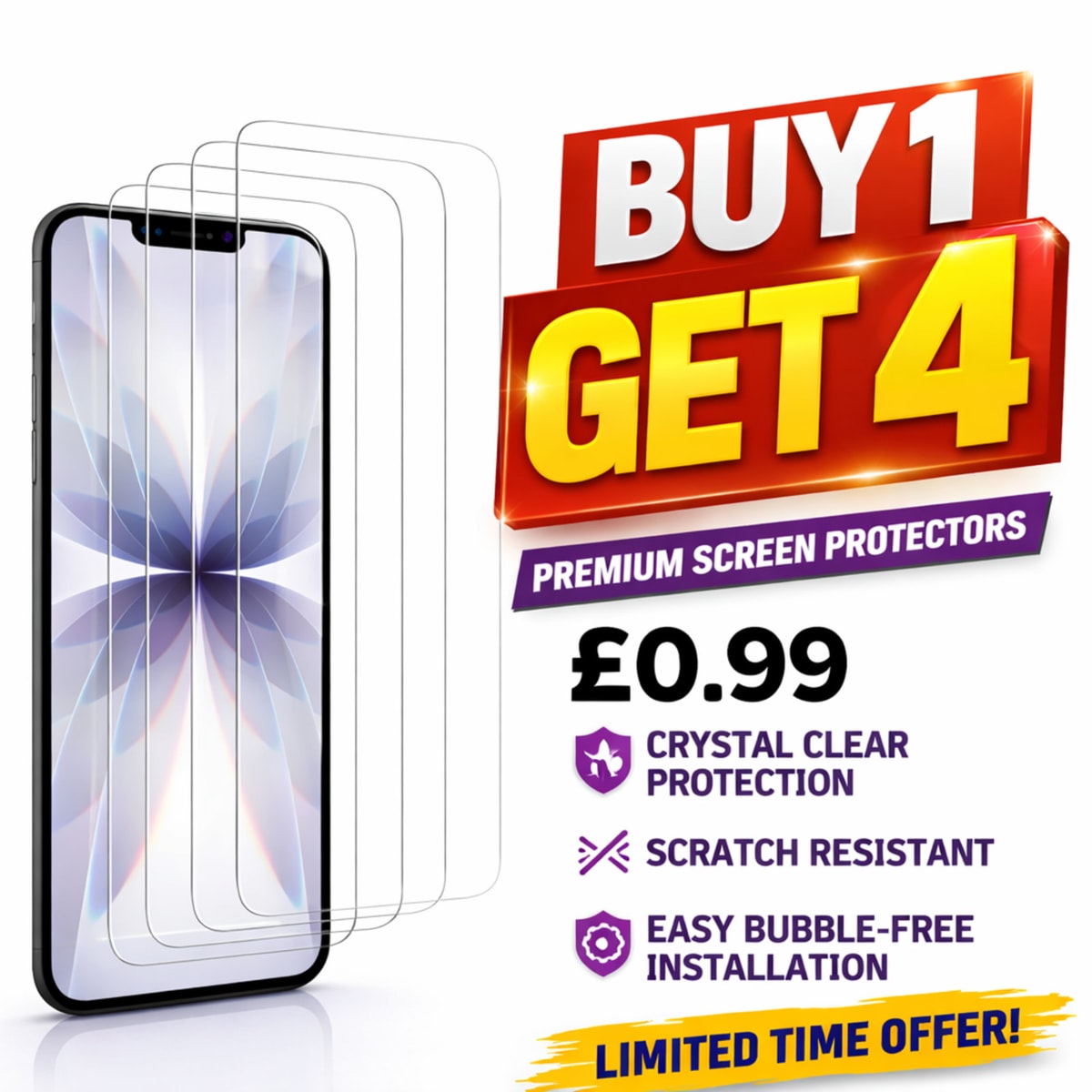 Tempered Glass Screen Protector For iPhone 17 Pro Max Plus 16 15 14 13 12 11 XR