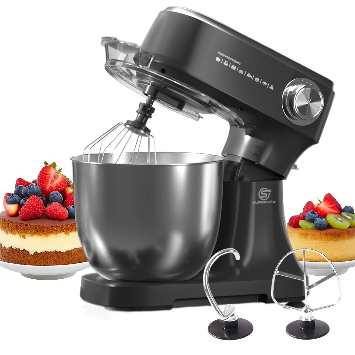 4.5L Food Stand Mixer 800W Dough Kneader Whisk Steel Bowl Kitchen Mixer UK