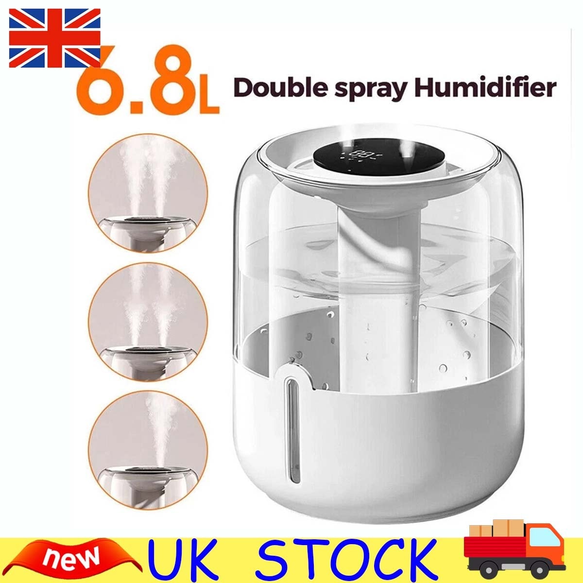 6.8L Humidifier Cool Mist Air Purifier Quiet for Home Baby Bedroom Indoor Plant