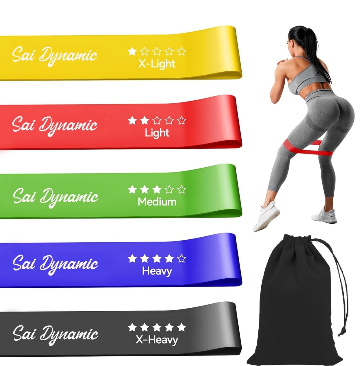 Yoga Pilates Resistance Bands Loop Stretch Exercise Set Fitness Home Workout GYM