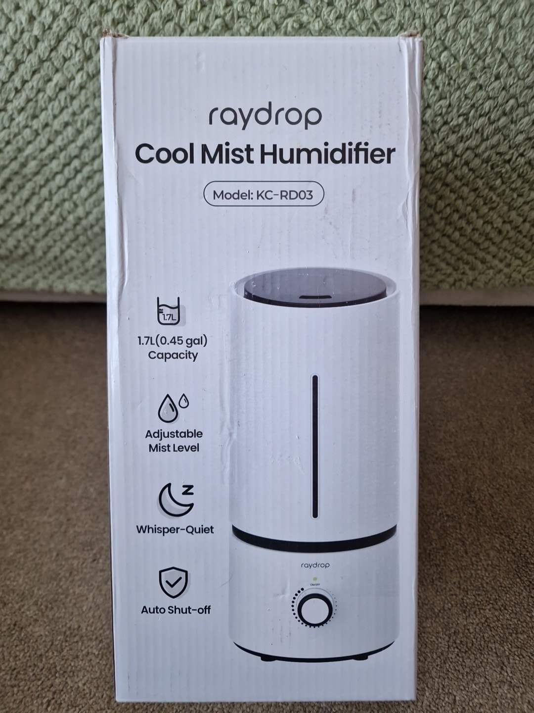 Raydrop Cool Mist Humidifier 1.7L- Whisper Quiet 18 W