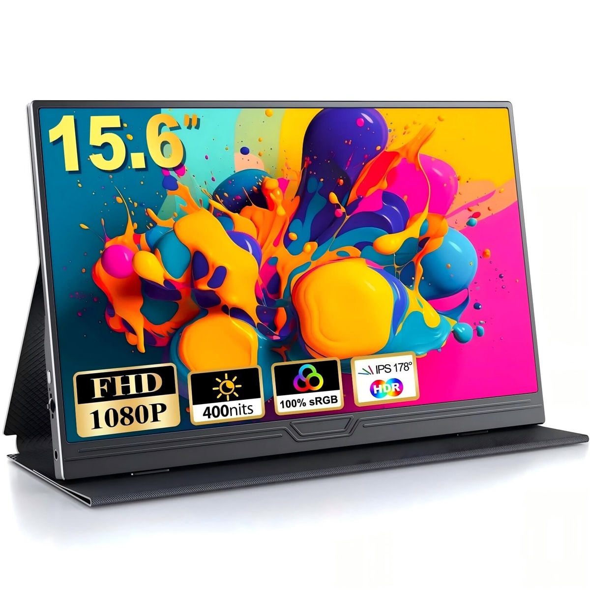 15.6 Inch FHD Portable Monitor Gaming Monitor Dual USB-C HDMI Monitor 100%sRGB