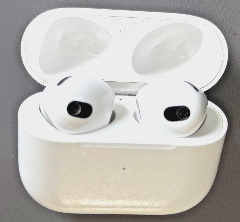 Apple AirPods (3rd generation) with MagSafe Charging Case.