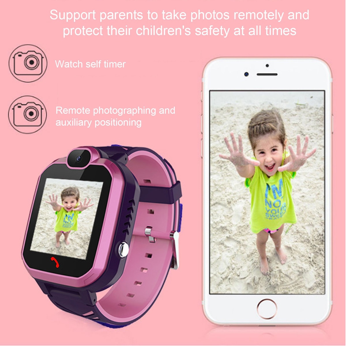 ﹣Black Kids Smart Watch Waterproofing Position Tracker Video Call Phone Touch