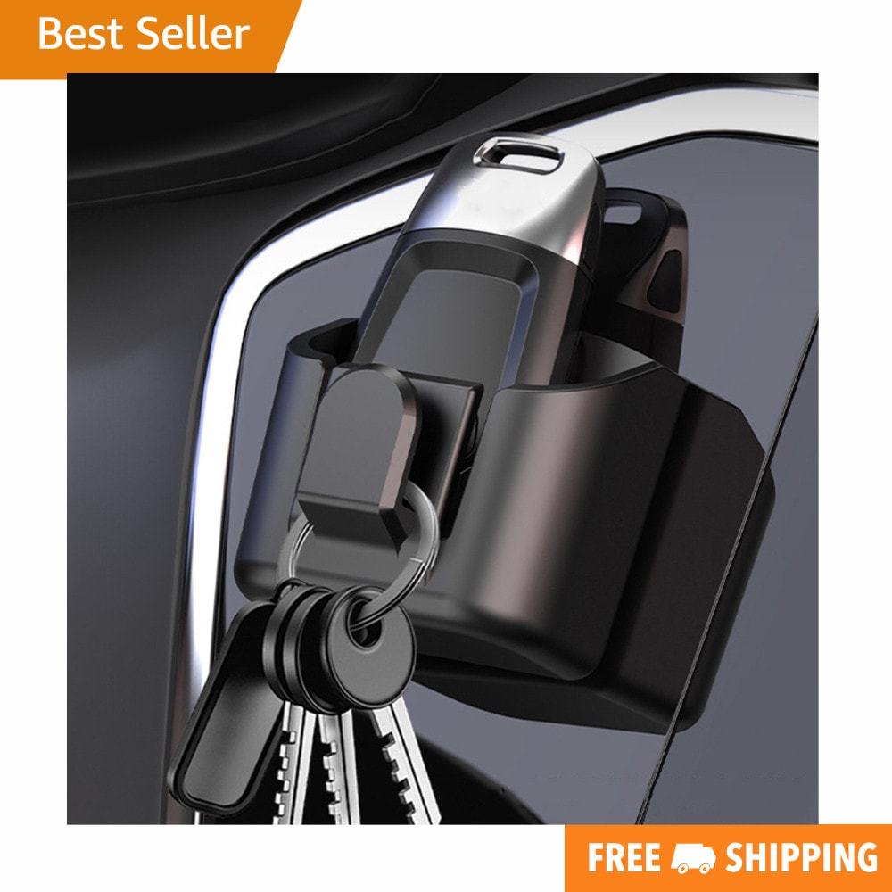 Car Interior Accessories Dashboard Mount Storage Box Key Card Holder Hook Black