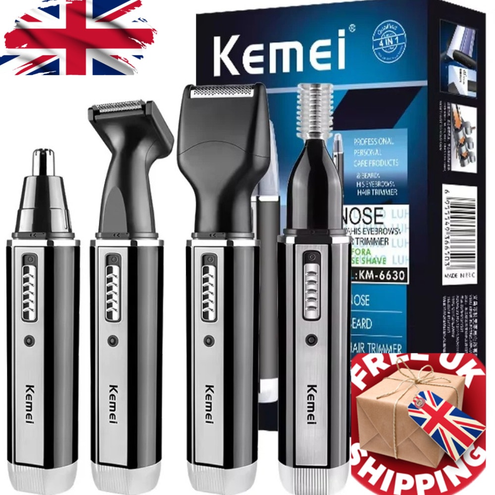 Men's 4 in 1 Rechargeable Hair Trimmer Beard Eyebrow Nose Ear Shaver Kit UK