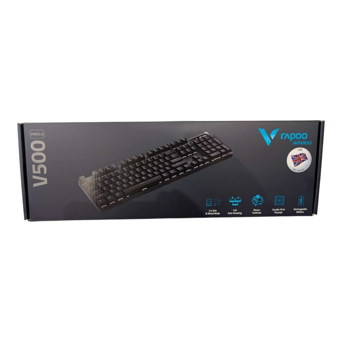 RAPOO V500 PRO 2.4 Wireless/Wired Mechanical Gaming Keyboard UK Brown Switches