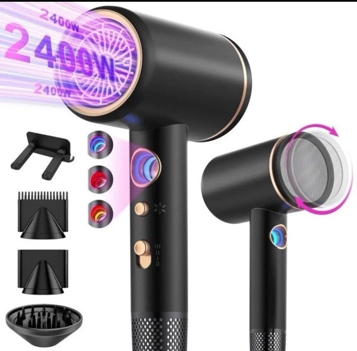 Tisoutec Travel Hairdryer with Diffuser, Professional Ionic Hair Dryer (P397)