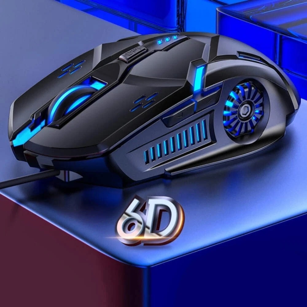 RGB Gaming Mouse Wired 3200 DPI 6 Programmable Buttons Optical Sensor PC Laptop