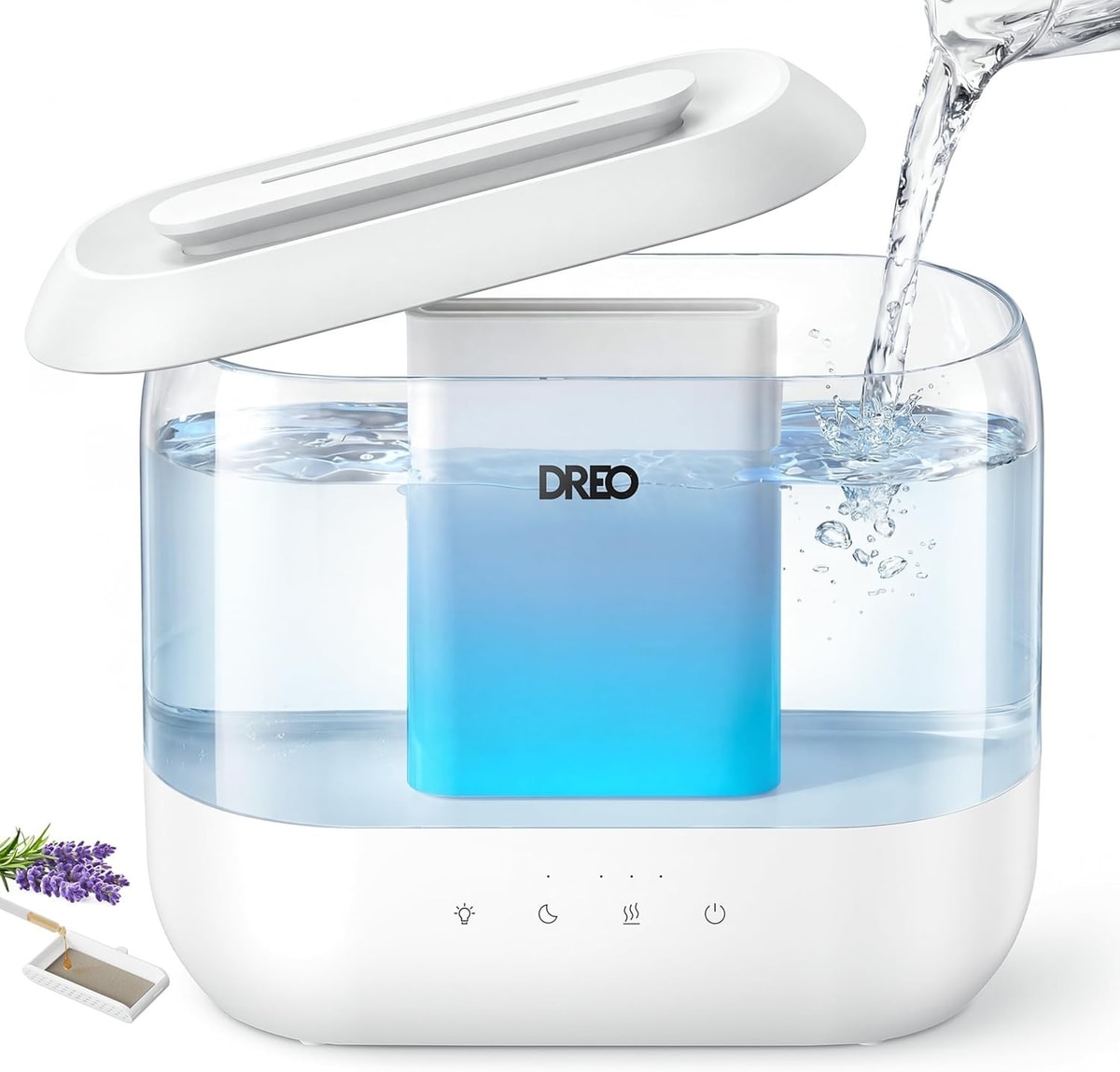 DREO Smart Humidifier 4L Cool Mist Quiet 28db Oil Diffuser 36H Runtime White