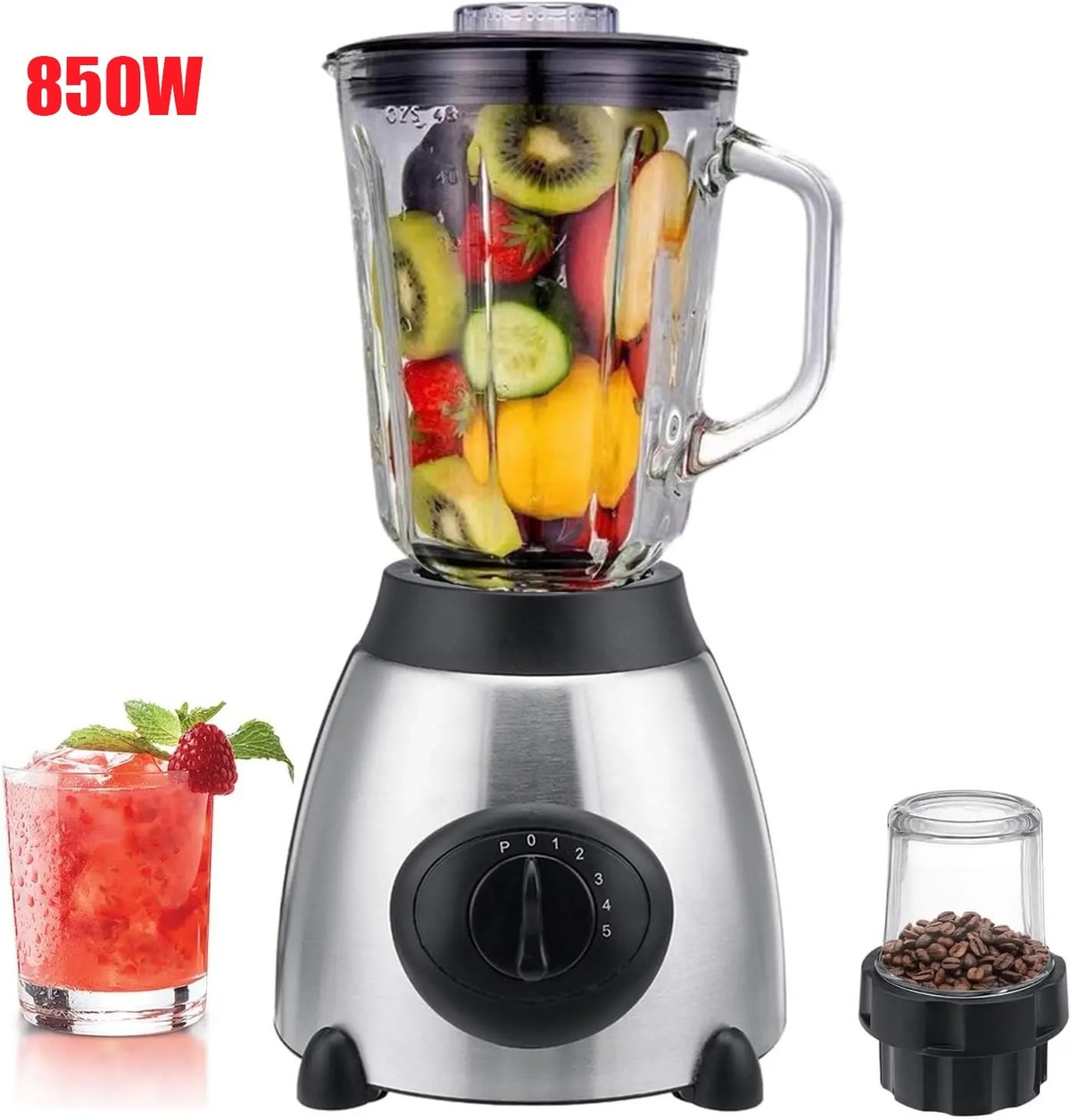 Table Top Blender Glass Jug Food Blender Smoothie Maker Juicer Ice Crusher 850W