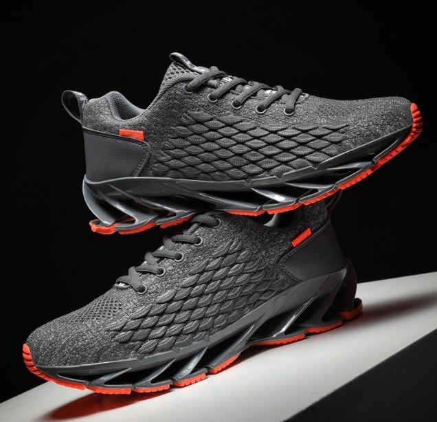 MENS SHOCK ABSORBING WALKING RUNNING CASUAL LACE GYM SPORTS TRAINERS SHOES