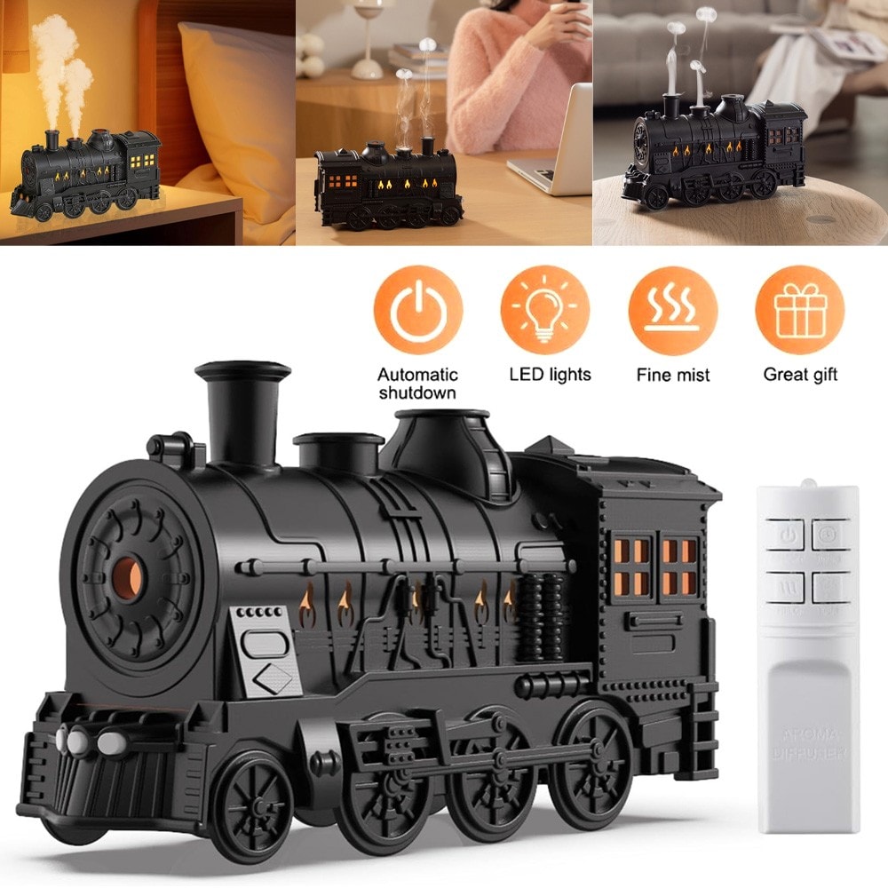 300ml Classic Train Humidifier 2 Light Modes Timer Essential Oil Aroma Diffuser