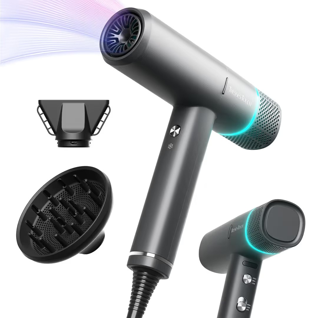 Tresses Touch Ionic Hair Dryer High Speed Blow Dryer with Diffuser Grey NEW OPEN